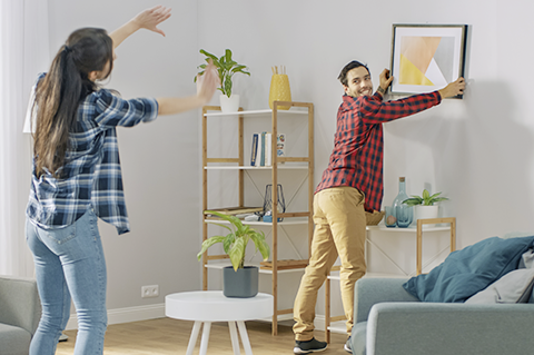 couple redecorates apartment