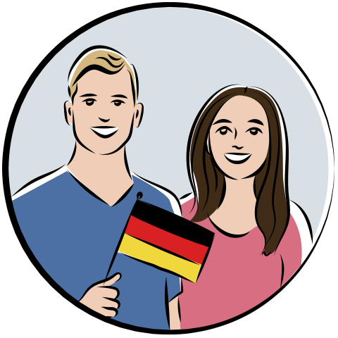 man and woman with german flag